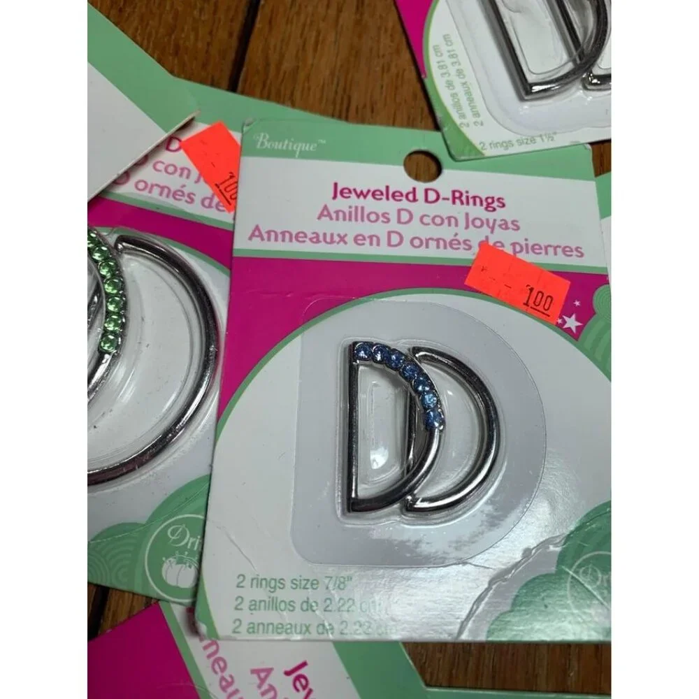 Dritz Boutique 9 pks Jeweled D Rings and 1 pk D Rings Belt Making - New - Picture 3 of 12